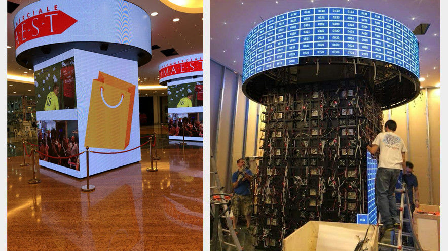 Installation à l'intérieur P3 Module souple LED à colonne circulaire avec un rapport de contraste élevé 5000 1 et 256 profondeurs de couleur